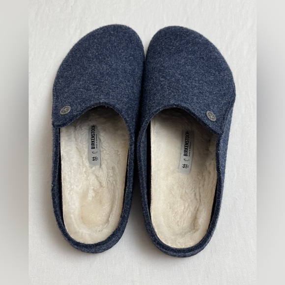 Birkenstock Men's Zermatt Shearling Slipper Clogs In Navy Blue Size 44 - US 11 - Picture 11 of 12